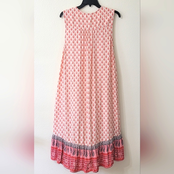 EUC Lou Lou Sleeveless Hi-Lo Shift Midi Dress w/Ruffled Hem & Paisley Print - Picture 3 of 7